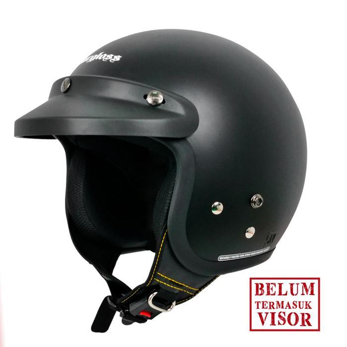 Helm Cargloss Original CFM Retro Army Half Face - Black Doff accessories motor motorcycle