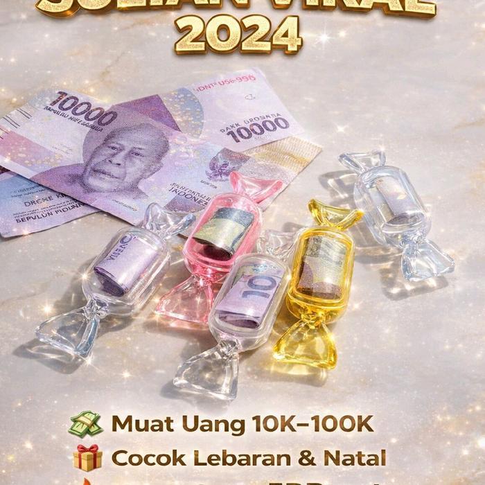 VIRAL //10 pcs Amplop NATAL SULTAN Lebaran bentuk Permen Akrilik THR 2026 Unik dan Lucu