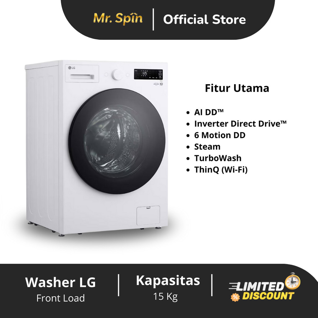 Mesin Cuci LG 15 kg Front Loading | Washer LG 15 kg Front Loading
