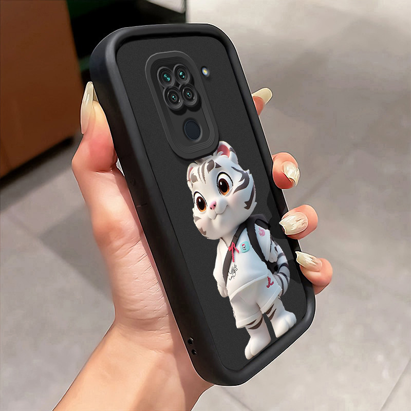 Casing Hp untuk Xiaomi Redmi Note 9 4G 10X Case Harimau putih kartun Kasing silikon Cesing Tahan lam