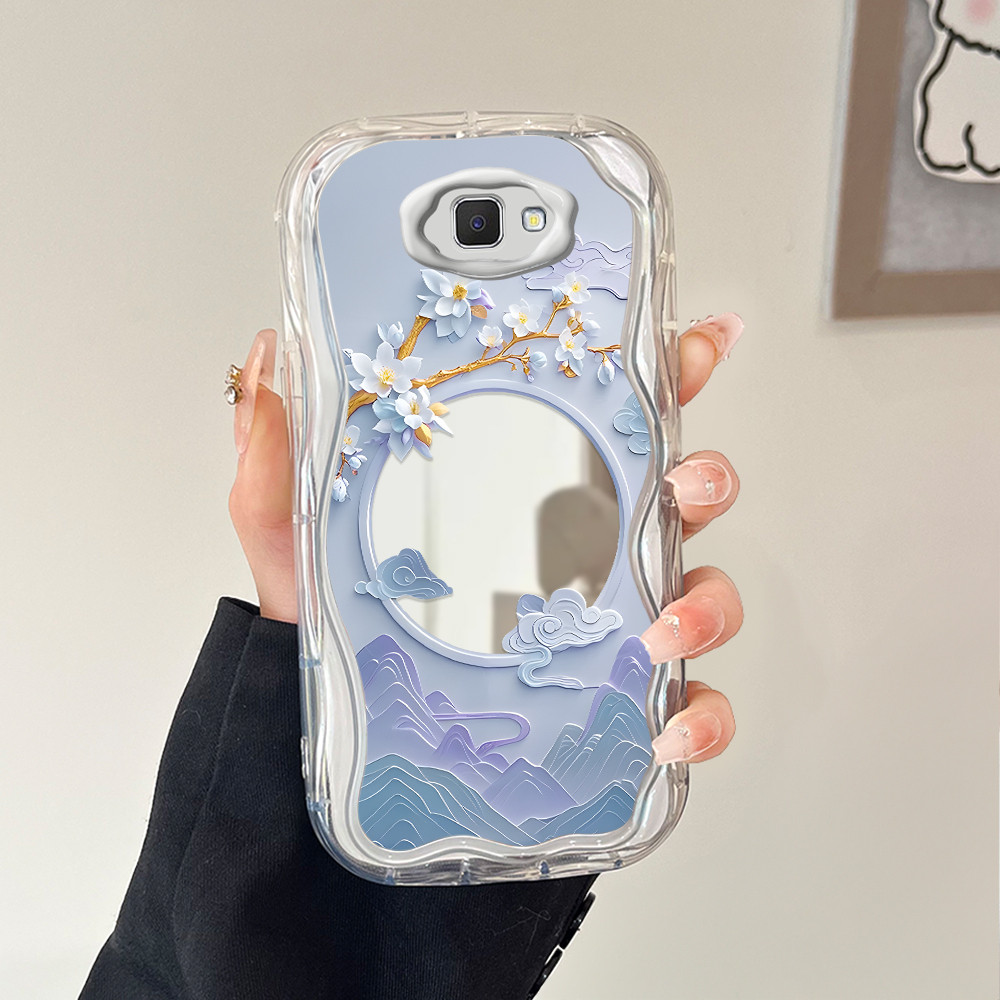 Phone Case Fashion Cermin Sparkling Diamond Heart Mirror Cover For Compitable With Samsung Galaxy J7