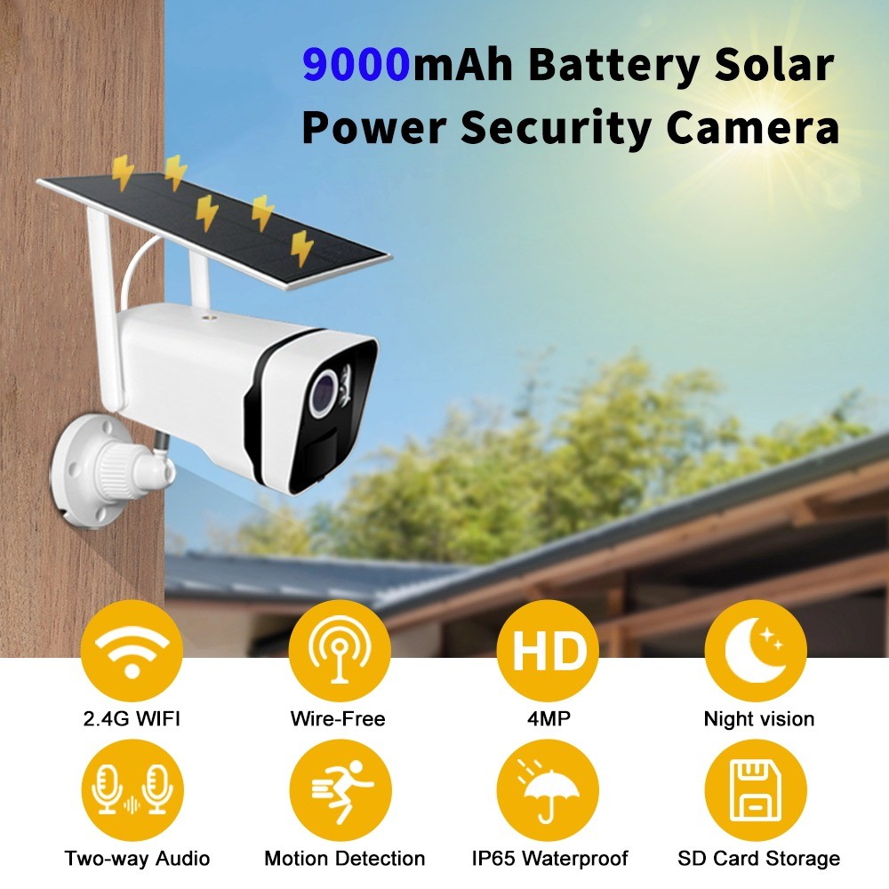 4 Channel Wireless Camera Nvr Solar Free Cloud Storage Wifi Cctv Kit Security Camera