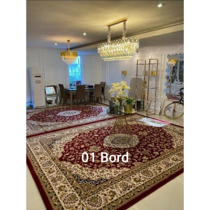 Karpet Permadani Mewah Mega Jumbo 3x4 meter Motif Turkey Turki Iranshahr Marun Merah Hitam Cream