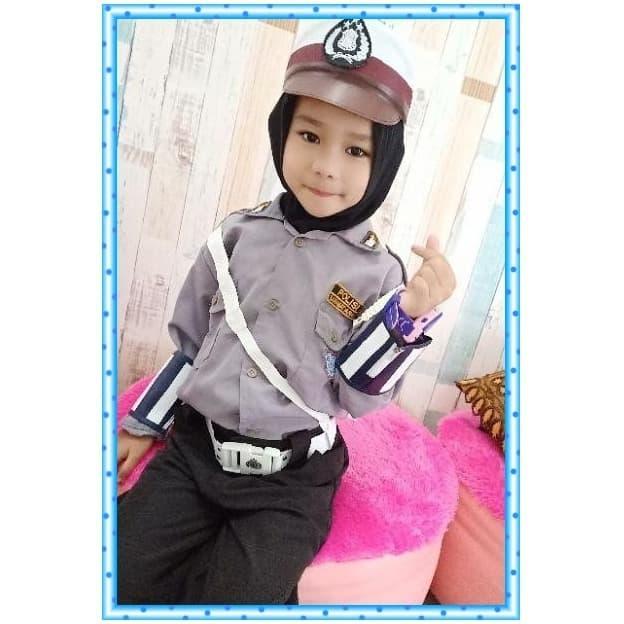 TERLARIS Baju Polisi lalu lintas anak perempuan celana panjang Hijab Baju Pocil