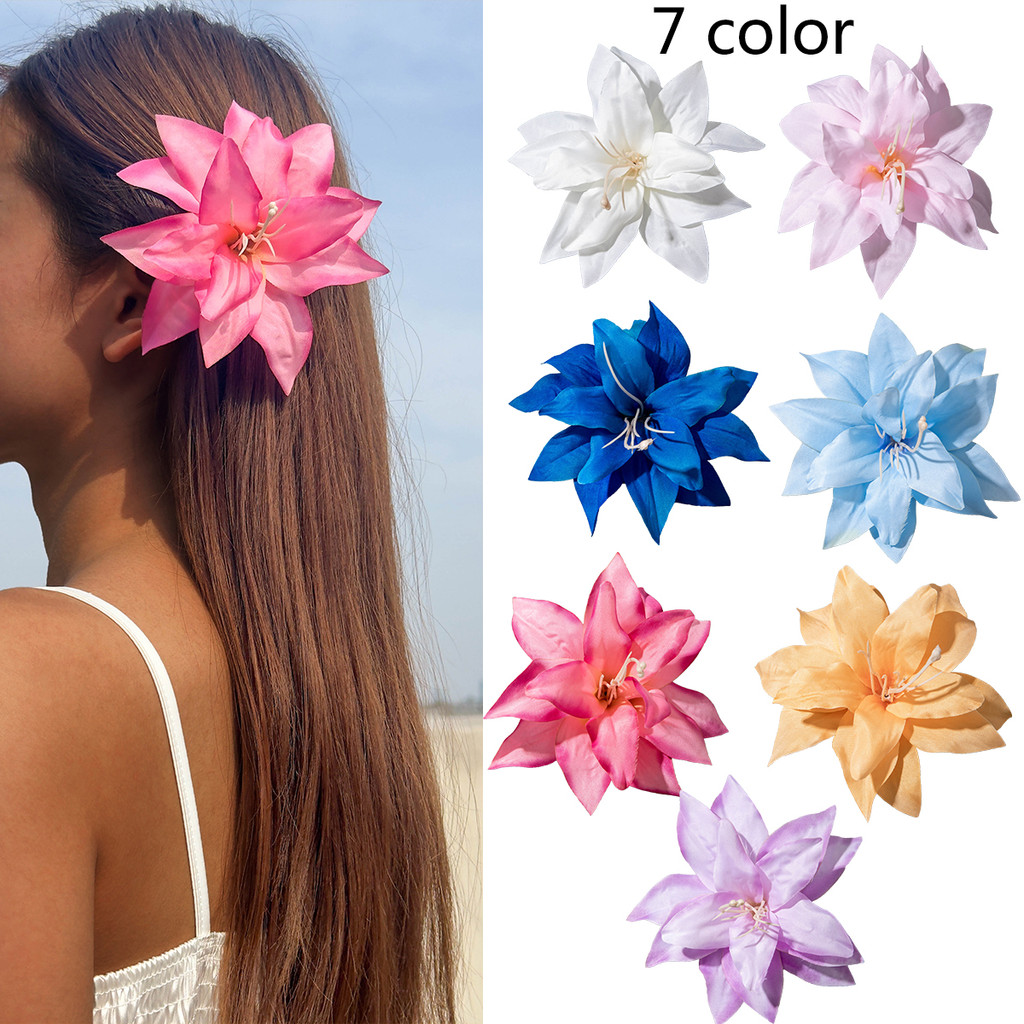 Tocona Fashion Elegance Ins Style Lily Flower Hair Clip Girls Women Summer Beach Vacation Duckbill