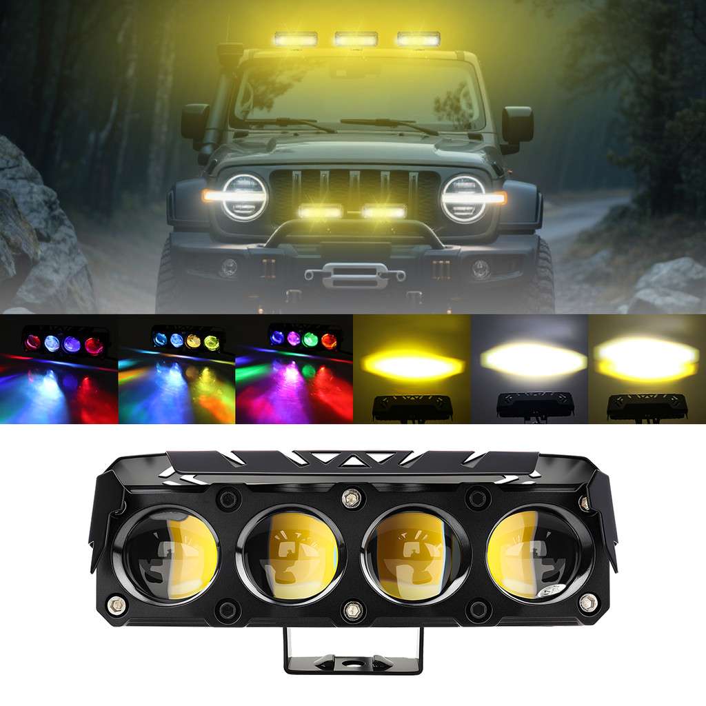 Car Truck Headlight 9-80V 30W LED Work Light Dual Color Spotlight RGB 3570 Chip Day Running Light