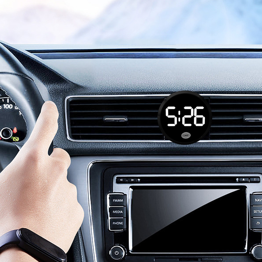 Mini Digital Clock for Car Round Automotive Digital Clock Led Luminous Display Automotive Watch for