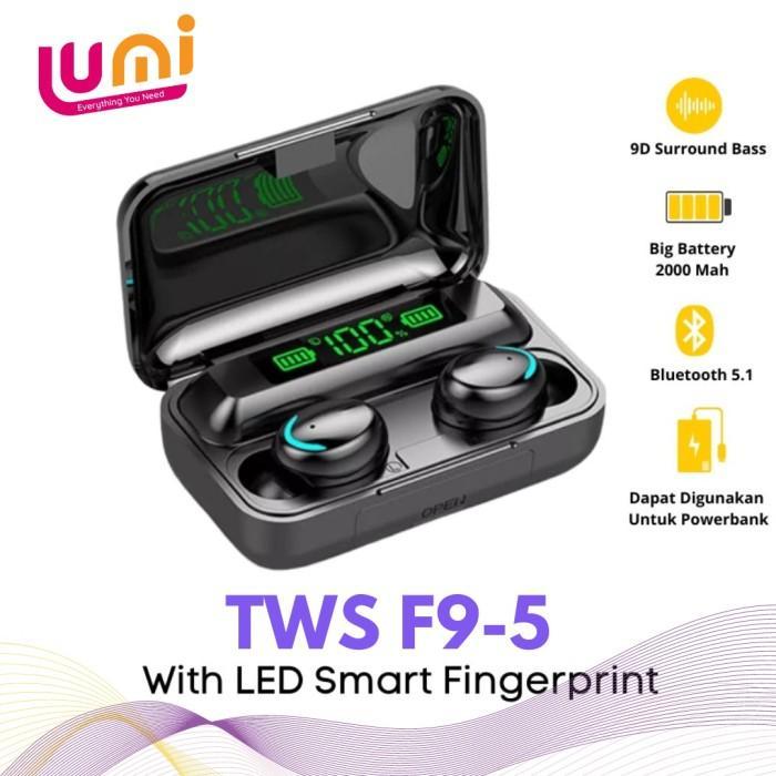 Headset Tws F9-5 Earphone Bluetooth 5.1 Hifi Earphone Wireless