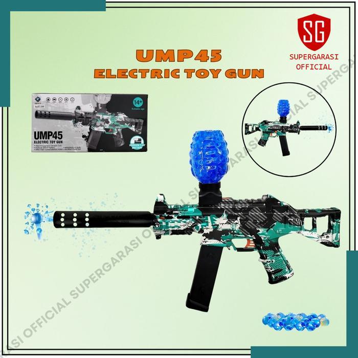PROMOO Mainan water beads UMP45 elektrik op 7.4v otomatis tembakan anak