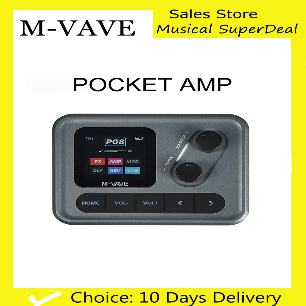 M-VAVE POCKET AMP Mini Guitar Bass Amp 1.54" LCD Color Screen APP Control Multi-Function Desktop