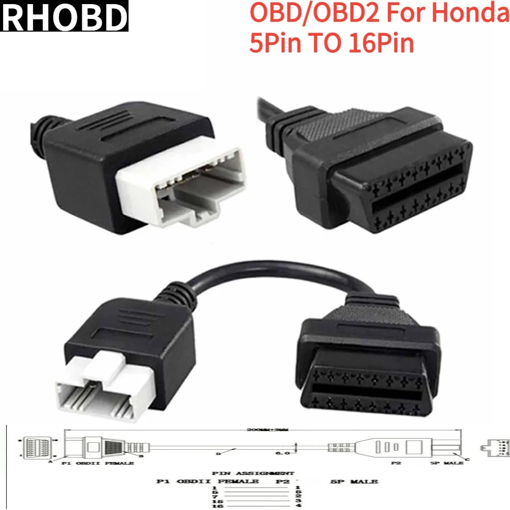 FLASH SALE    NEW 3Pin 5Pin to 16Pin for Honda Internal Thread Diagnostic Connector OBD II Extension