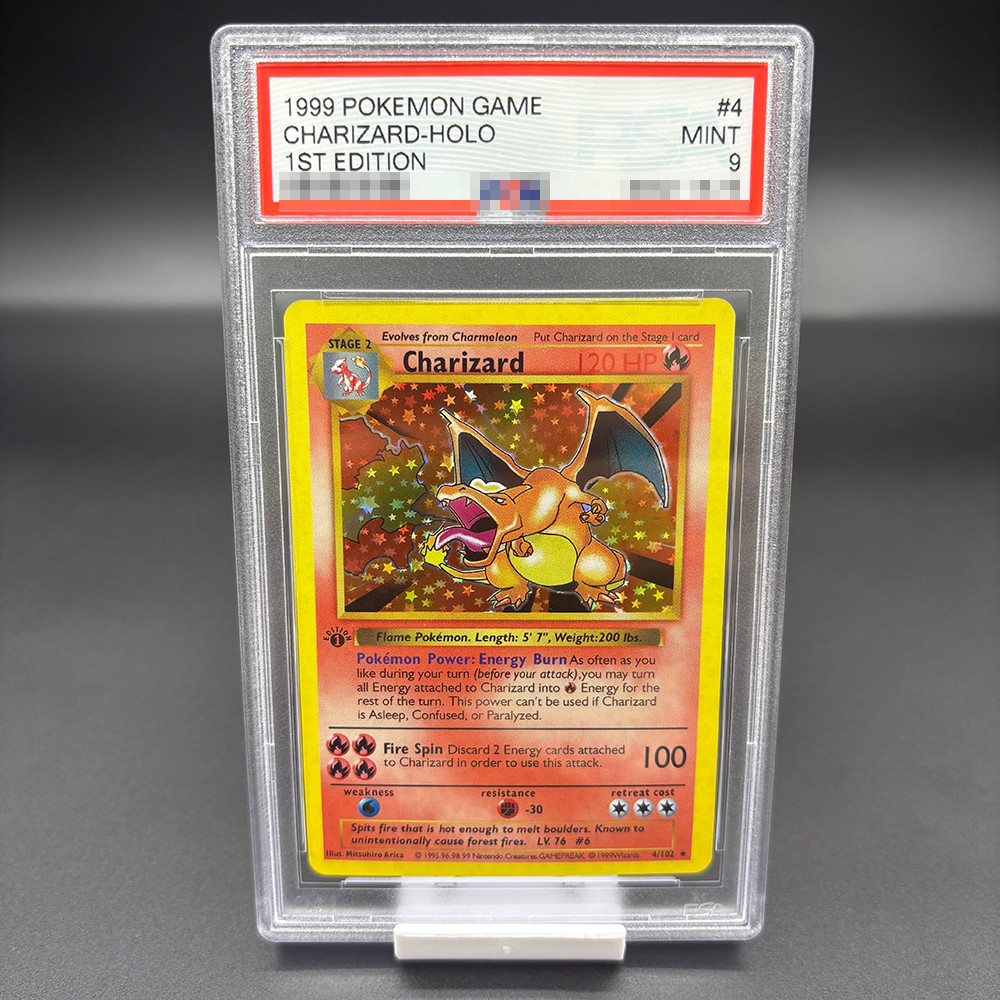 DIY 1999 PTCG GAME English Version 1ST EDITION CHARIZARD-HOLO Collection Card 10Points Rating Card