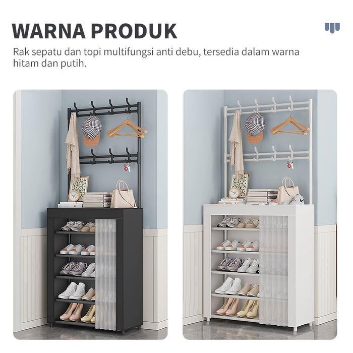 COD Rak Sepatu Kokoh Multifungsi Rak Susun Serbaguna Rak Gantung Tas Topi Lemari Sepatu Dengan Tirai