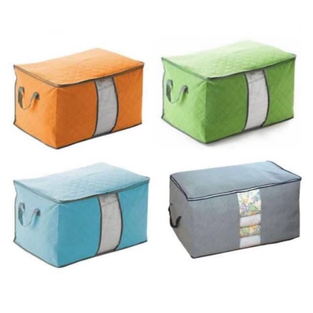 HL0037 Bamboo Storage Box Tempat Penyimpanan Baju Organizer Model Tidur Resleting Y1031