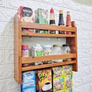 Rak bumbu dapur dinding rak cantolan gantung tempat bumbu tempel tingkat
