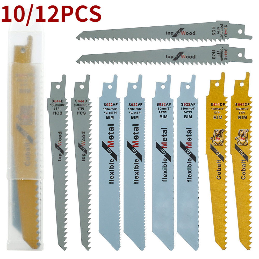 10/12Pcs Reciprocating Saw Blades Saber Saw Handsaw Multi Saw Blade For Wood Metal Tube Cutting Saw 