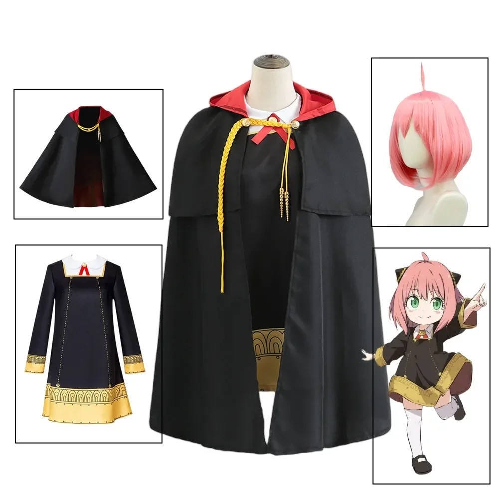 Anime Spy X Family Anya Forger Black Dress Uniform Cosplay S Kids Costume