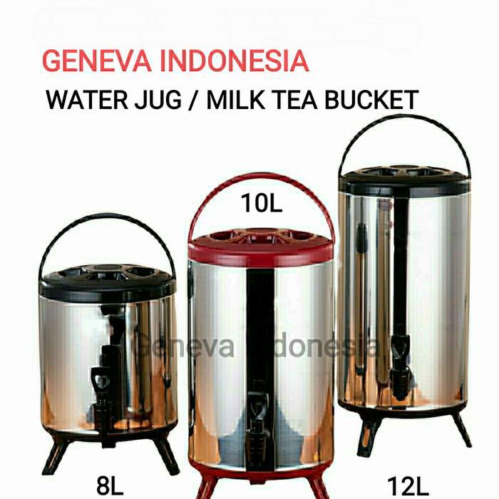Termos Water Jug Dispenser Panas Dingin Milk Tea Bucket Stainless