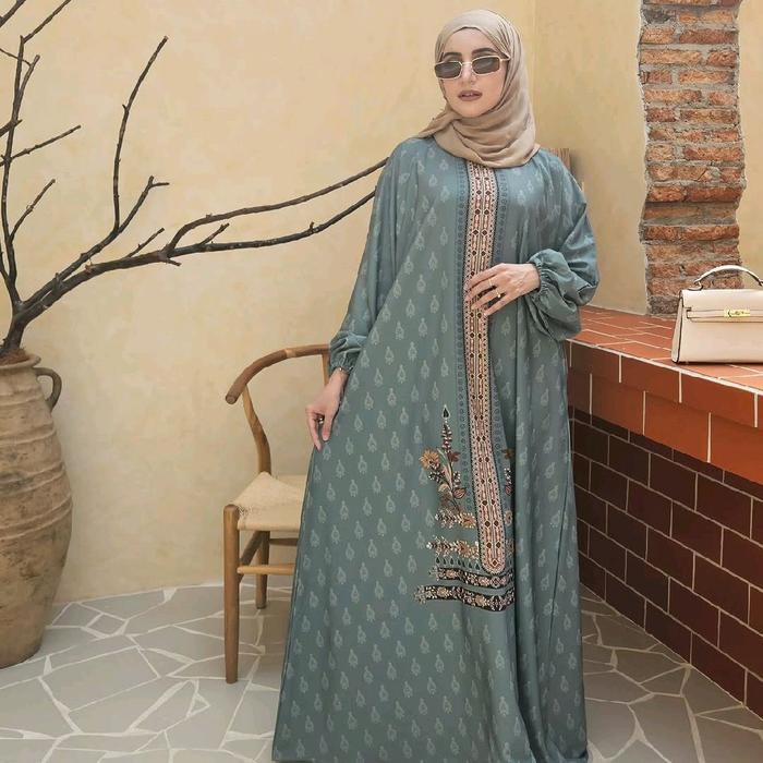 terlaris QEFALI Abaya Warna Deep Sage Material Silk Doff