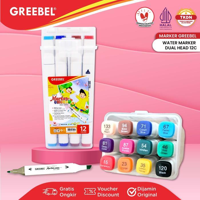TERMURAH Spidol Warna Warni 1 Set / Spidol Water Marker (12 Warna) / Spidol Warna / Sketch Marker /
