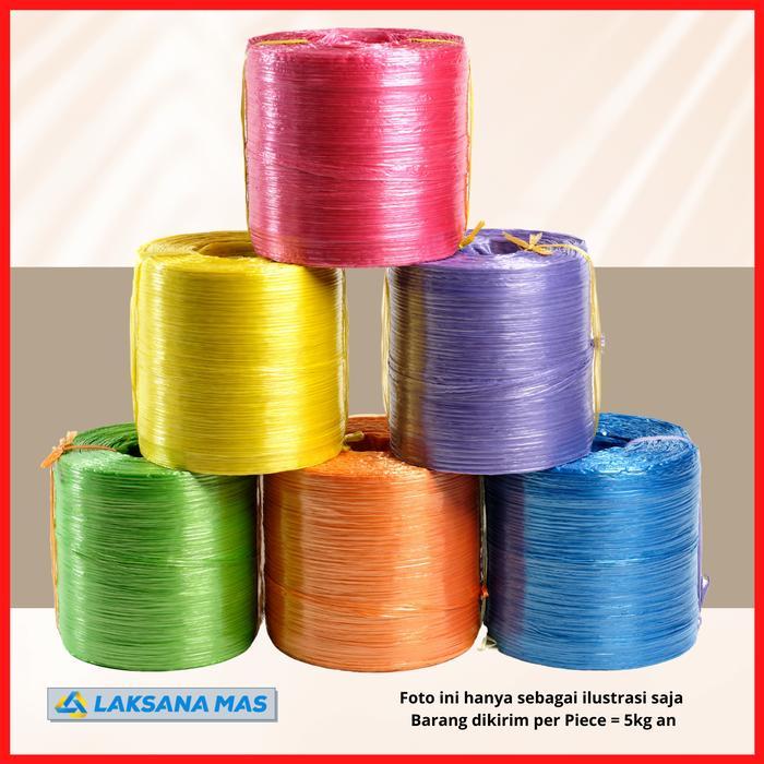 "New" Tali Rafia Plastik Laksanamas Super Warna Glossy Merah/Biru/Kuning/Hijau/Ungu/Oren