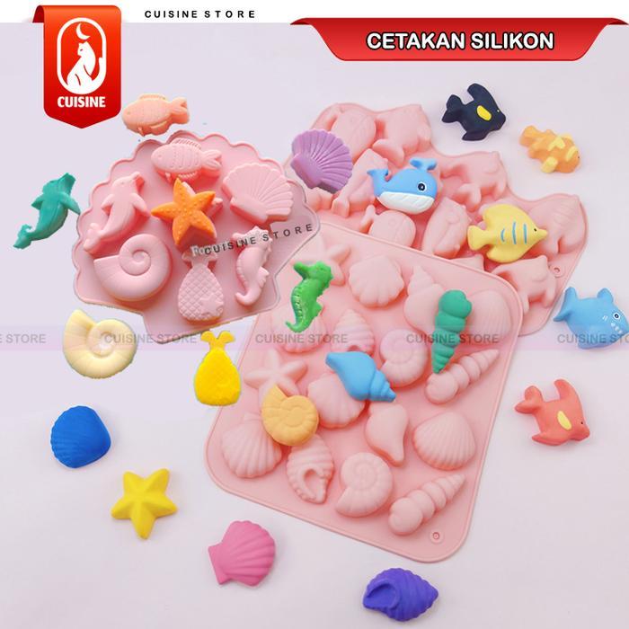 [COD] Cetakan Puding Karakter SEASHELL 7 / Cetakan Silikon / Cetakan Hewan Laut Ikan Kerang Kuda