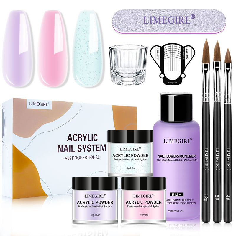 Limegirl Nail Acrylic Powder And Liquid Monomer Set Nails Art Decoration Acrylic Crystal Powder