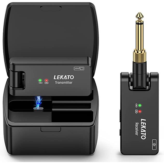 LEKATO Wireless Guitar System Guitar Wireless Transmitter Receiver 2.4Ghz Rechargeable Wireless