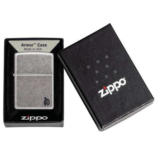 Zippo Armor Antique Silver Flame Design 46399