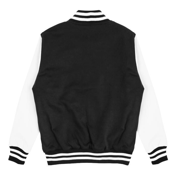 Hikemore - Scaythit - Jaket Varsity Polos Hitam Putih Unisex ( Pria - Wanita ) Remaja Dewasa