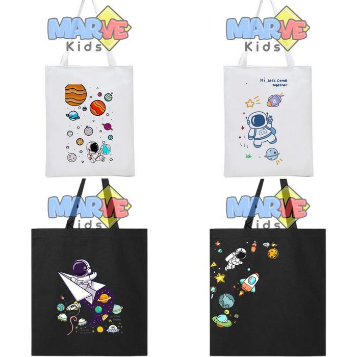 Totebag Tote Bag Astronot Lucu Goodie Bag Souvenir Ulang Tahun Ultah Anak Tas Hampers Kanvas Sekolah