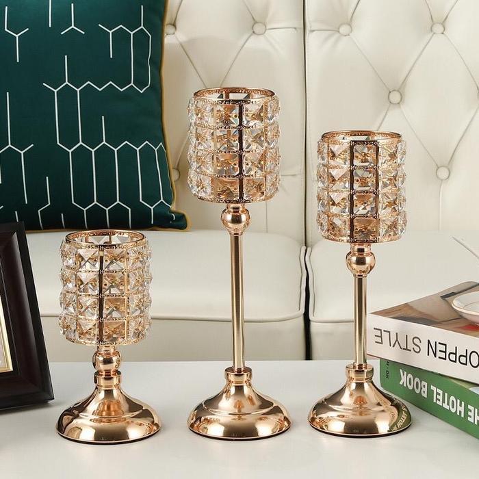 Tempat Lilin / Candel holder sultan tempat lilin kristal / KRISTAL AKRILIK Besi