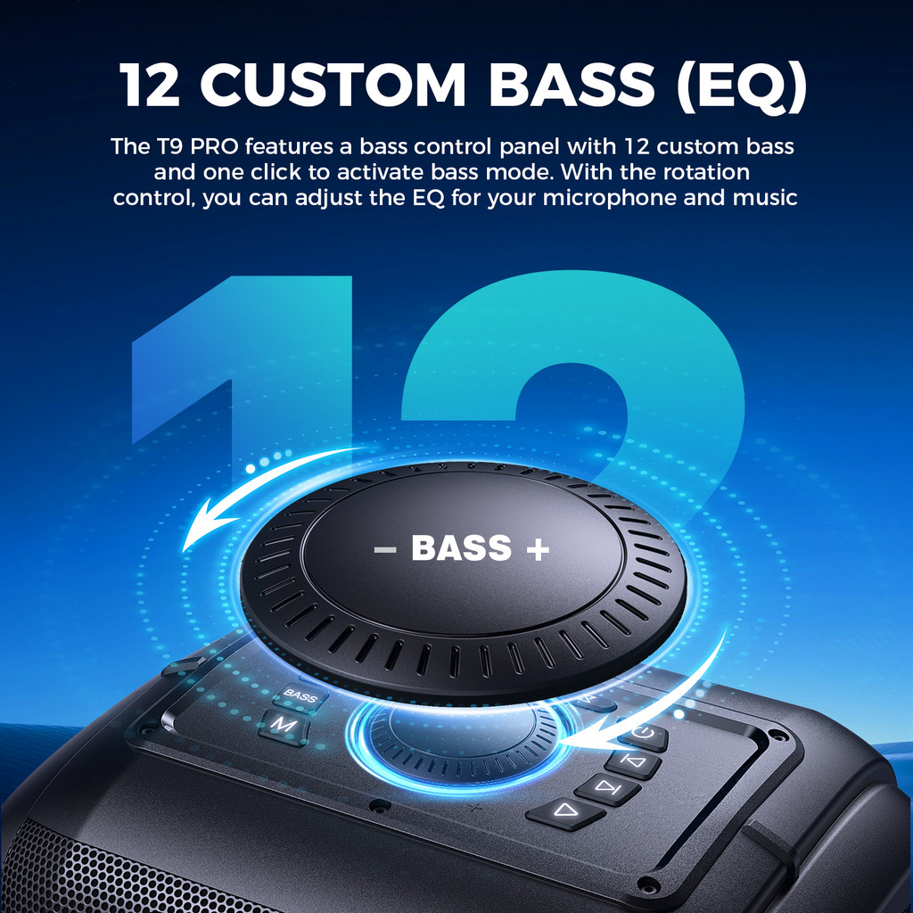 W-KING T9PRO 120W RMS Portable Bluetooth Speaker Loudest/Massive 120dB/12 Custom Bass,BT5.3,Big