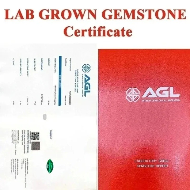 Lab Grown Zambian Emerald- Hydrothermal, Hand-Cut, Marquise Cut, with Cracks Inclusions,With