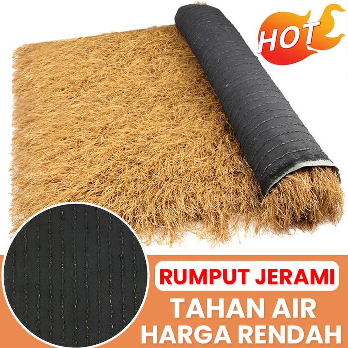 Lebar 2 meter (Promosi Terbatas) Dekorasi atap rumput sintetis berwarna kuning Plastik