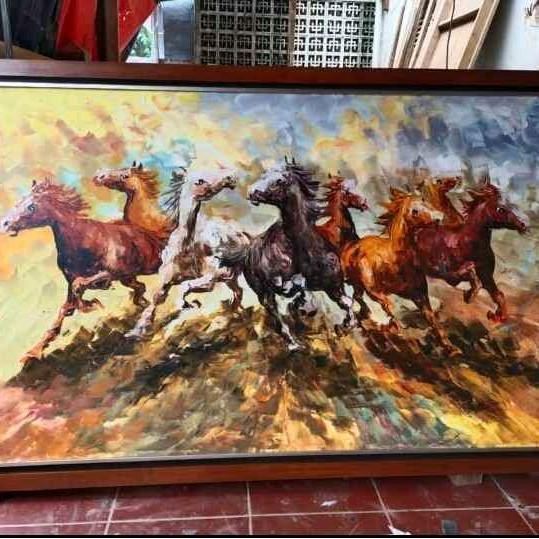 Lukisan Kanvas Kuda Lari 135X85Cm/Lukisan Dinding/Hiasan Dinding/Dekorasi Dinding/Lukisan Kanvas
