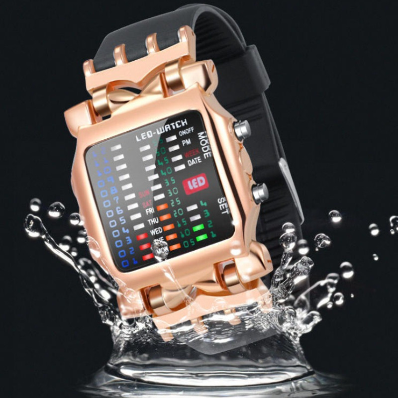 Fashion Binary Led Watch Waterproof Business Electronic Watch Gift Mens Luminous Sports Couple Date
