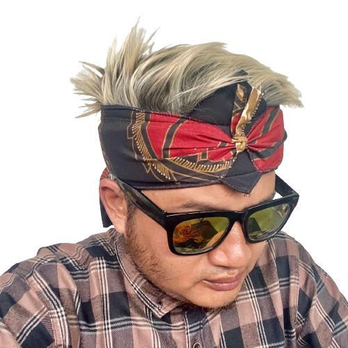 Udeng Rambut Palsu Pria Dewasa-Udeng Bali-Udeng Sunda Topi Motif Batik Ikat Karet