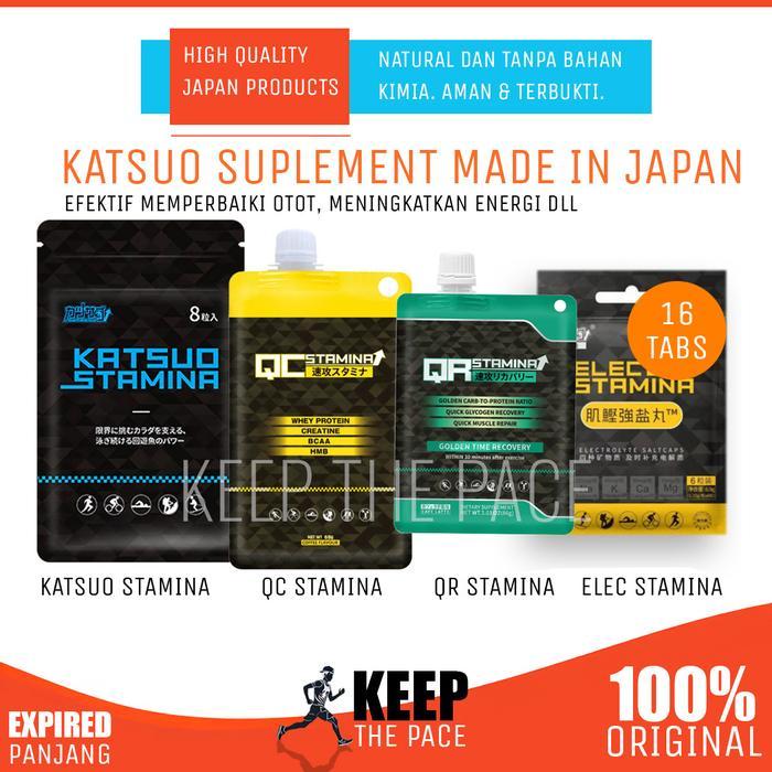 Katsuo stamina, QC stamina, QR stamina, elec stamina protein nutrisi pelari natural running