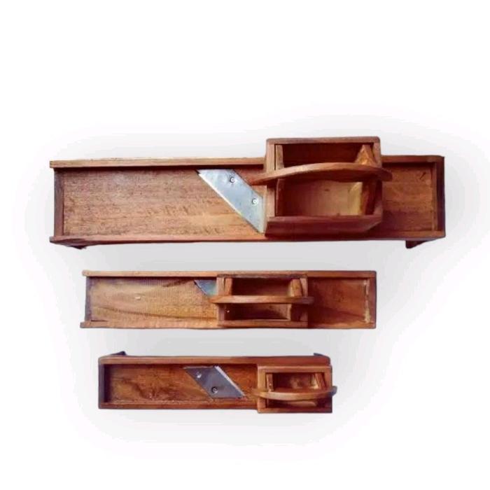 Pengiris kripik pengiris bawang serbaguna kayu ulin tradisional Alat Buah Keripik Kentang Pemotong