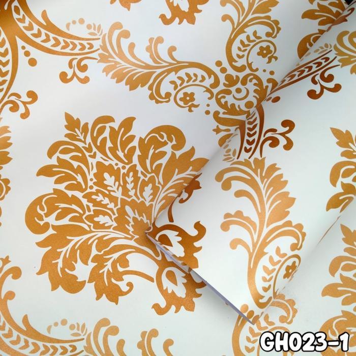 [ PROMO COD ] WALLPAPER PAKET 5 ROLL  Wallpaper Stiker Dinding Motif [ BATIK GOLD GH023 ] Premium