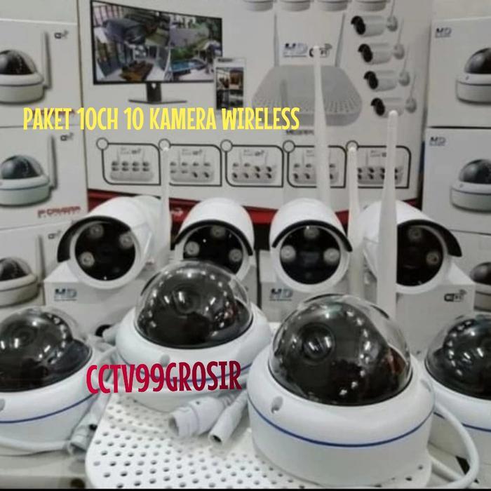 Paket Cctv Nvr Kit Wireless 10Ch 10 Camera Indoor Outdoor 8Mp Full Hd