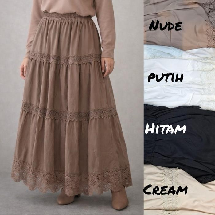 Rok Susun Renda Import - Rok Premium Wanita - Rok Panjang Wanita - Premium Skirt Terbaik