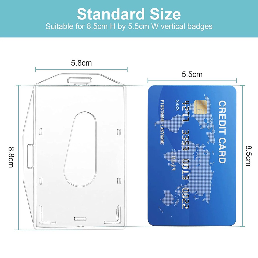 1Pcs Hard Plastic Transparent Card Case Holder Work Card Id Badge Holder Double-D Card Vertical