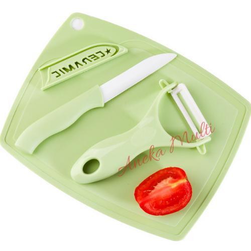 3 In 1 Pisau Serutan Tatakan Buah Sayur Fruit Peeler Ceramic Keramik
