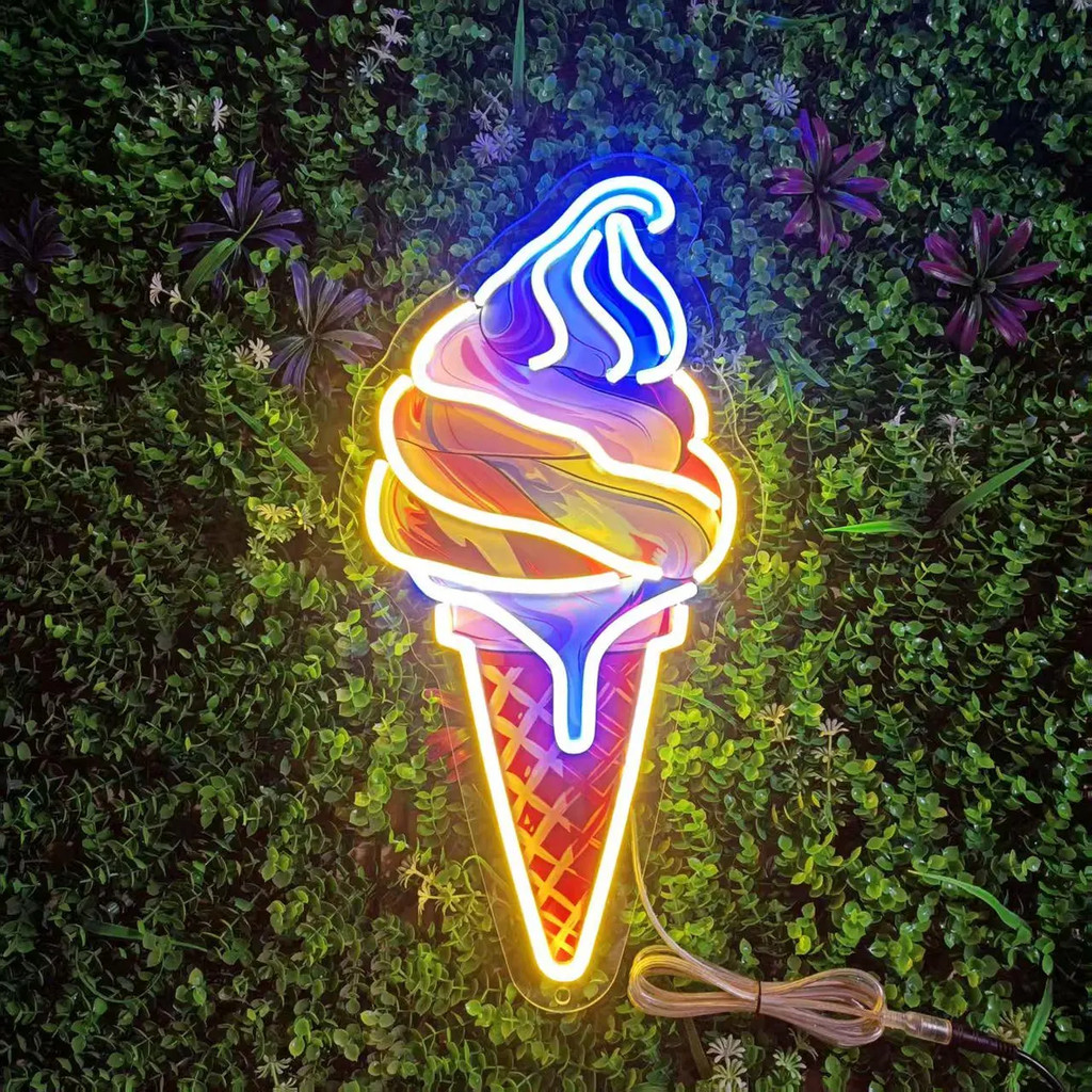 Ice Cream Neon Sign Business Shop Wall Decor Caf Bar Kids Room Sign Dessert Shop Open Neon USB