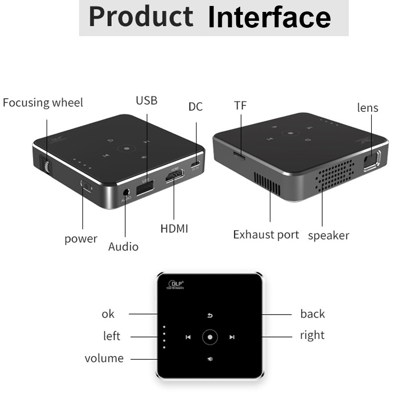Smartldea New Mini dlp HD Projector support 1080p build in Battery Capacity wired Phone Mirroring