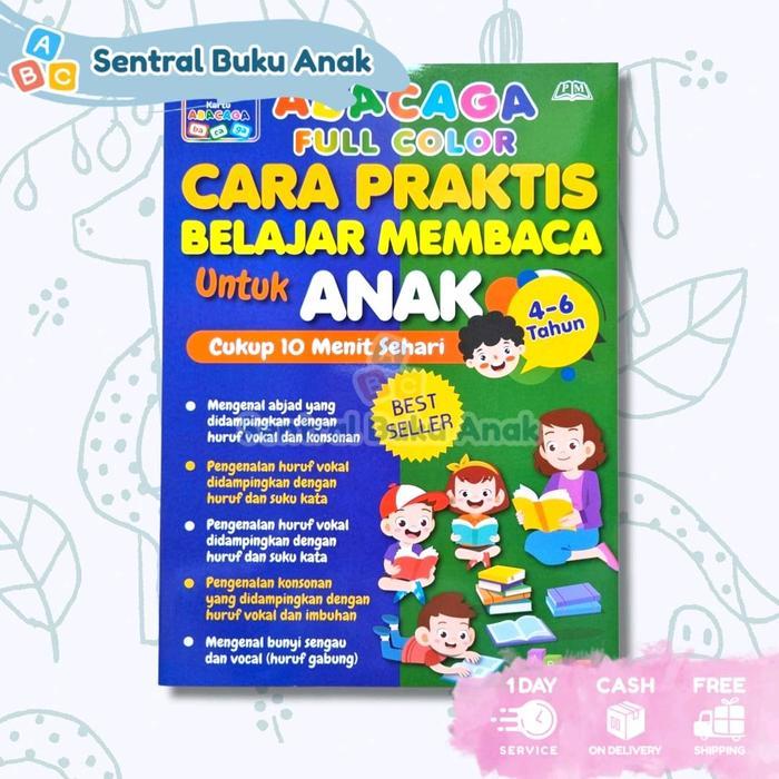 BUKU BELAJAR MEMBACA ANAK TK & PAUD - ABACAGA FULL COLOR CARA PRAKTIS BELAJAR MEMBACA UNTUK ANAK