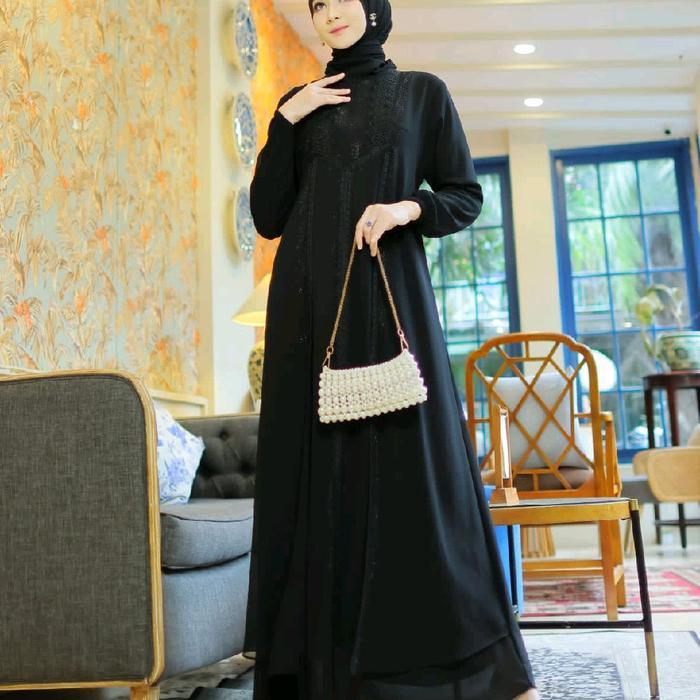 Gamis Abaya Hitam Renda Mewah Bordir Ceruty Lembut Muslim Wanita Gamis Arab Dewasa Putih Turki