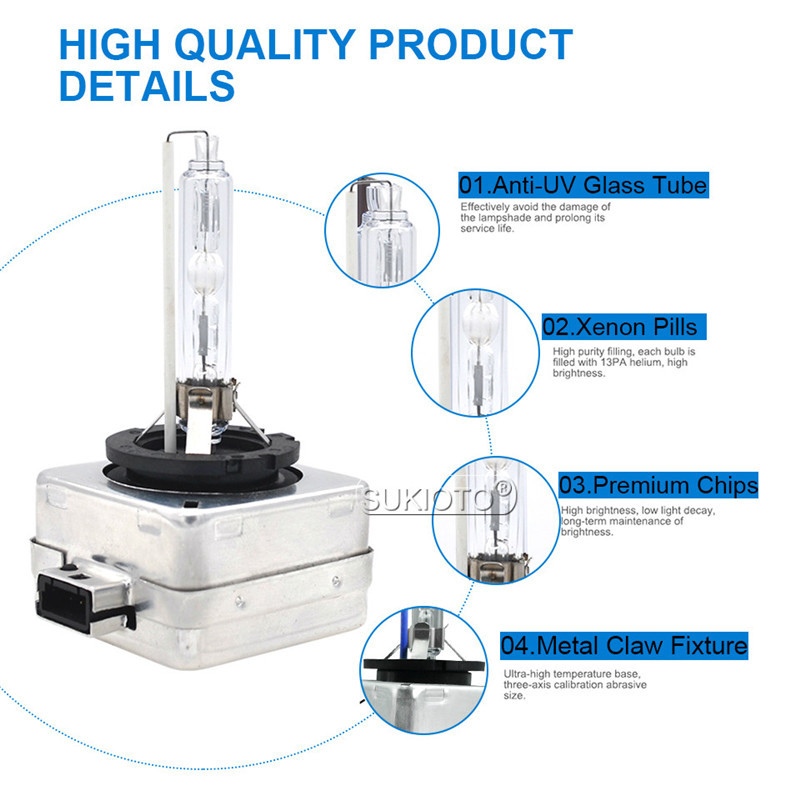 2PCS SUKIOTO D1S 3000K HID Xenon Headlamps Bulbs Yellow Light 4300K D3S 6000K Xenon Car Lights 12V